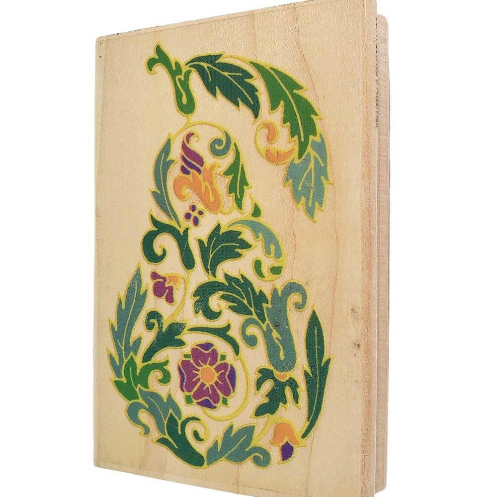 RUBBER STAMPEDE Ornate Pear Wood Mounted Rubber Stamp A2378F NEW
